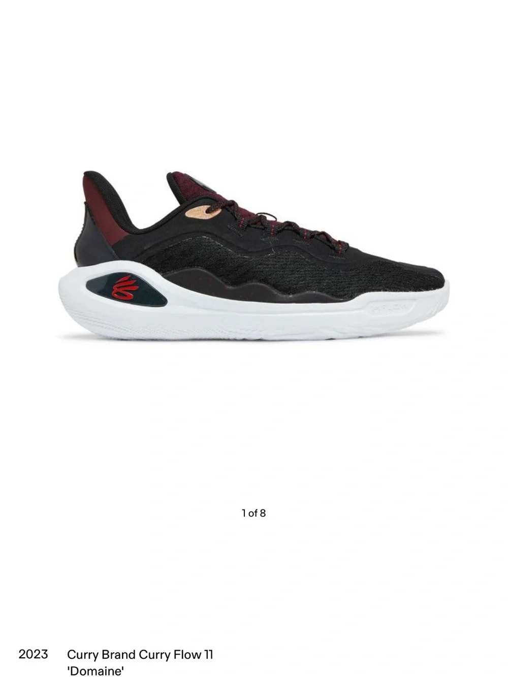 Under Armour Men's Athletic Shoes Curry 11 in Black and Burgundy